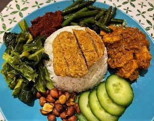 Hiya! This is the all time Malaysian favourite dish. It's  definitely our national dish. The coconut rice comes with so many side dishes that will blow your mind :0  at Eat With Ying Yang in Bristol