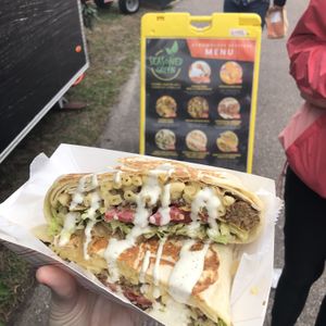 Mac and cheeseburger crunch wrap  at Seasoned Green in Tampa