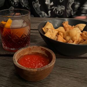 Free snacks with tomato sauce   at Kasto in Canggu