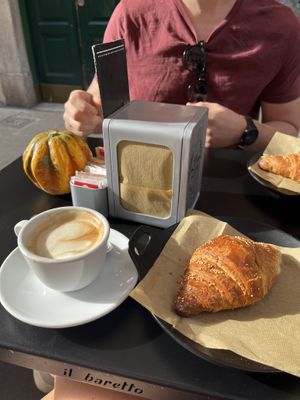 Soy cappuccino and lemon & ginger croissant  at Il Baretto in Rome