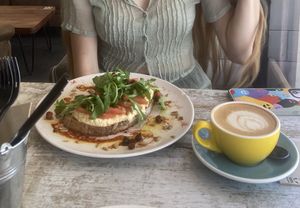 oat latte  at umami in Madrid