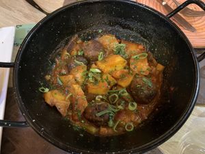 Veggie Meatballs: A hearty and satisfying stew.  at Alium Tapería in Vigo