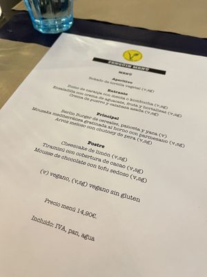 Menú del día  at Penguin Bar in Bilbao