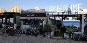 Front across the street  at Flatwhite Cafe in Dahab