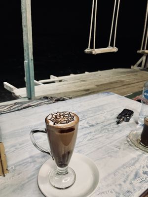 Hot chocolate with almond milk  at Flatwhite Cafe in Dahab