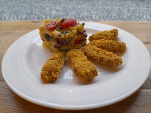 Sójové stripsy s bramborovým salátem(vegan) at Družstvo Viktorina Loca in Pribor