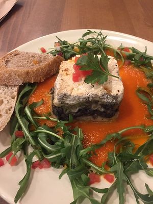 Lasagna de vegetales  con huitlacoche, calabaza, poro, ricotta y salsa de jitomate   at MEX - Le Pain Quotidien - T2 in Mexico City