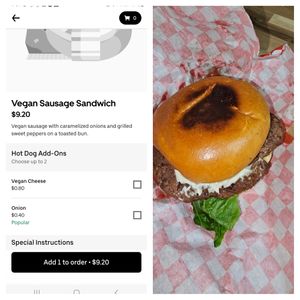 Burnt bun at Dirty Little Vegan in Houston