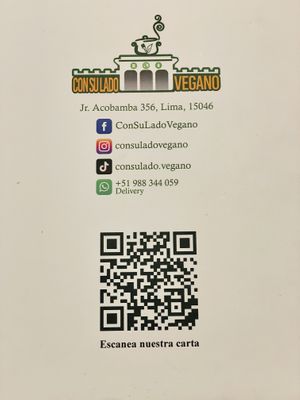 Menu and info  at ConSuLado Vegano in Lima