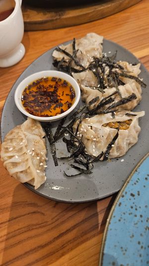 Gyozas with very spicy oil at Verte Café in Surabaya
