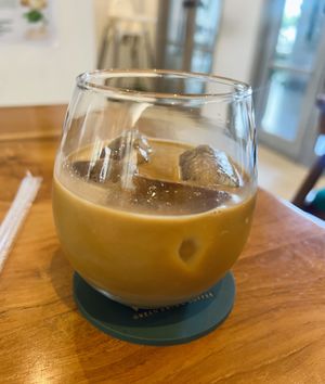 Oat milk latte  at Verte Café in Surabaya