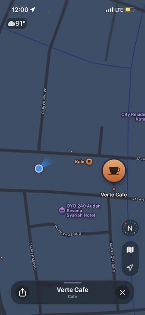 Where this blue dot is is the ACTUAL location of the restaurant!!  at Verte Café in Surabaya