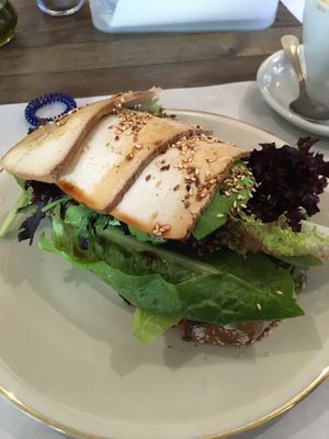 Vegan avocado sandwich with tofu   at Karma Organic Coffee in Krakow