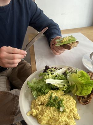 scrambled tofuu  at Karma Organic Coffee in Krakow