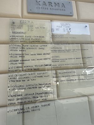 Menu  at Karma Organic Coffee in Krakow