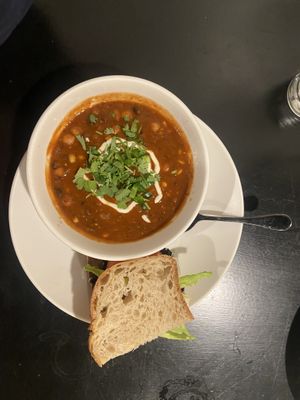 harvest chili and vegan BLT  at Botanical Plant-Based Fare in Charlottesville