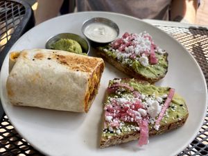 Breakfast burrito and Avocado toastt  at Botanical Plant-Based Fare in Charlottesville