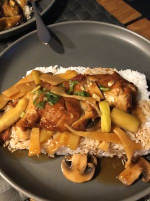 Not the greatest picture in the world but this is the vegan 'duck', ordered as takeout at nihao YAO in Copenhagen