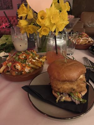 Vegan katsu burger and fully loaded asian fries  at Thirty Nine in Whitstable