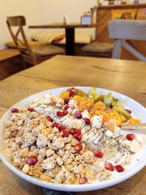 fruits & granola on soy yogurt at Lighthouse Café in Bonn