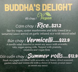 Vegan menu options  at Vietnamese Joint in Taupo