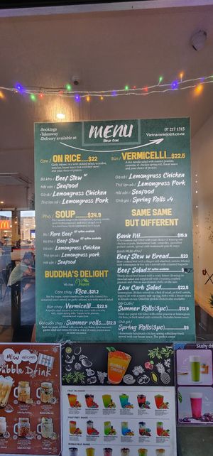 Menu October 2024 at Vietnamese Joint in Taupo