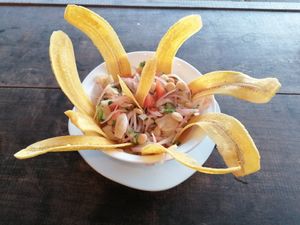 ceviche at Don Sanduchito in Puerto Villamil