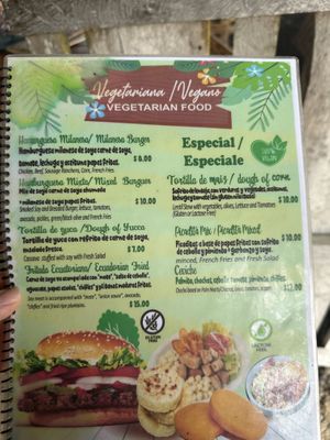 Menu with vegan options  at Don Sanduchito in Puerto Villamil
