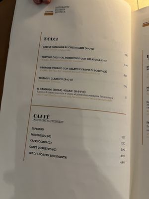 Vegan cannolo menu  at Paninothek in Innsbruck