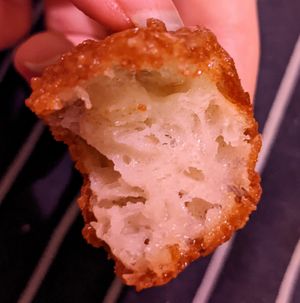 Inside the biscoff doughnuts at Lukumades in Carlton