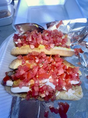 Vegan Sonoran hot dogs. Absolutely incredible but very pricey ($15 for 2 hot dogs)  at Taco Stop in Tucson