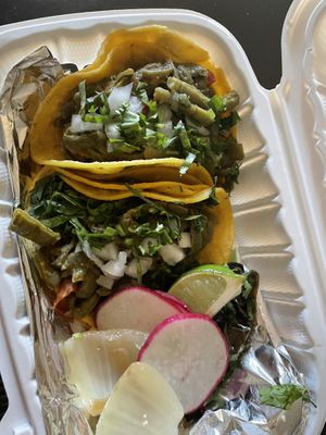 Nopales street tacos   at El Halal Amigos in San Jose