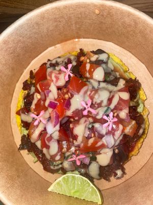 vegetable sopes (mexican flat taco) at Green Hearts - Maybe closed in Coco