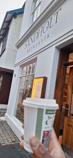 Oat latte at SANDHOLT in Reykjavik