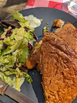 Vegan cheese, apple, cranberry panini at Soup N Tap in Eastbourne