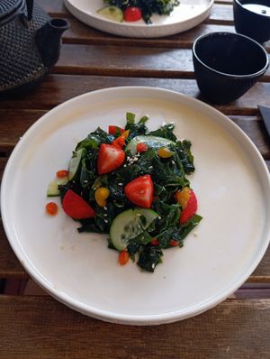 wakame salad - served with fruit, didn't expect that. it was decent, but I much prefer the classic one. at Gyozilla Ramen in Gdansk