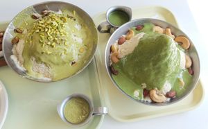 Matcha Bingsu & Pistachio Bingsu at Pan Honesta 빵어니스타 - Itaewon in Seoul