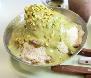 Pistachio Bingsu at Pan Honesta 빵어니스타 - Itaewon in Seoul