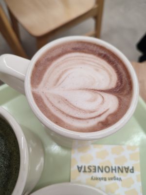 Hot choco latte #Veganuary at Pan Honesta 빵어니스타 - Itaewon in Seoul