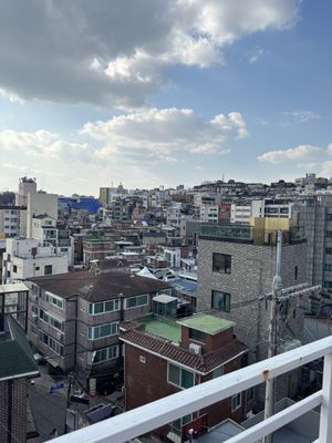 view from rooftop seating   at Pan Honesta 빵어니스타 - Itaewon in Seoul
