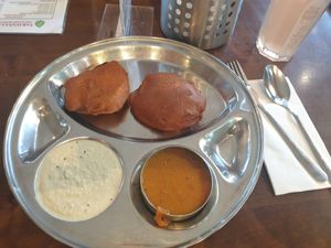 Bhajji of the day (potato - still quite spicy) at Saravanaa Bhavan in Munich