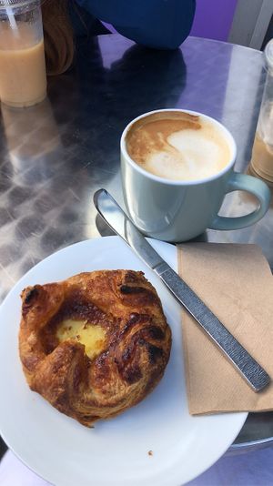 oat latte and vanilla & hazelnut crème  at Cafe Sixtyfour in Stirling