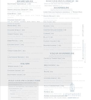 Current menu as of 11/15/23. Everything can be made vegan on request at Lighthouse Canton in Baltimore