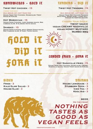 Full vegan menu.  at Twist Hot Chicken in Peoria