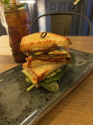 Meet sandwich + raspberry mojito mocktail   at Meet Vegano in Malaga