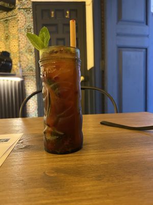 Raspberry mojito mocktail   at Meet Vegano in Malaga