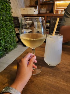 Malaga moscatel, house lemonade at Meet Vegano in Malaga