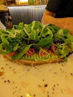 Loaded avocado toast at Meet Vegano in Malaga