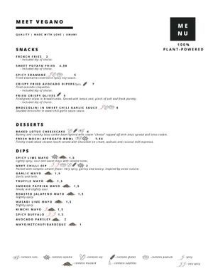 English menu (Page 2) at Meet Vegano in Malaga