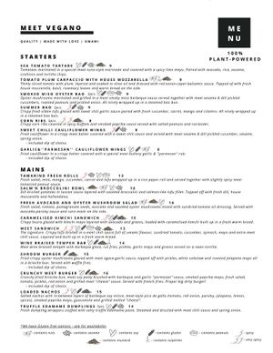 English menu (Page 1) at Meet Vegano in Malaga